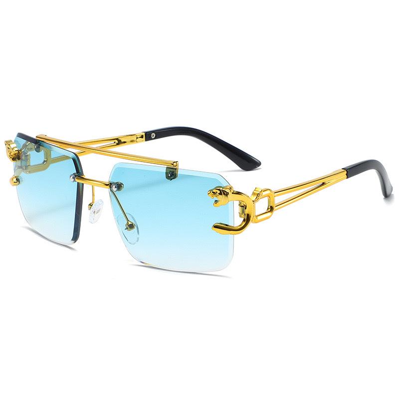 Stylové bezrámové čtvercové sluneční brýle s leopardím vzorem: Trendy design s dvojitým nosníkem pro muže a ženy