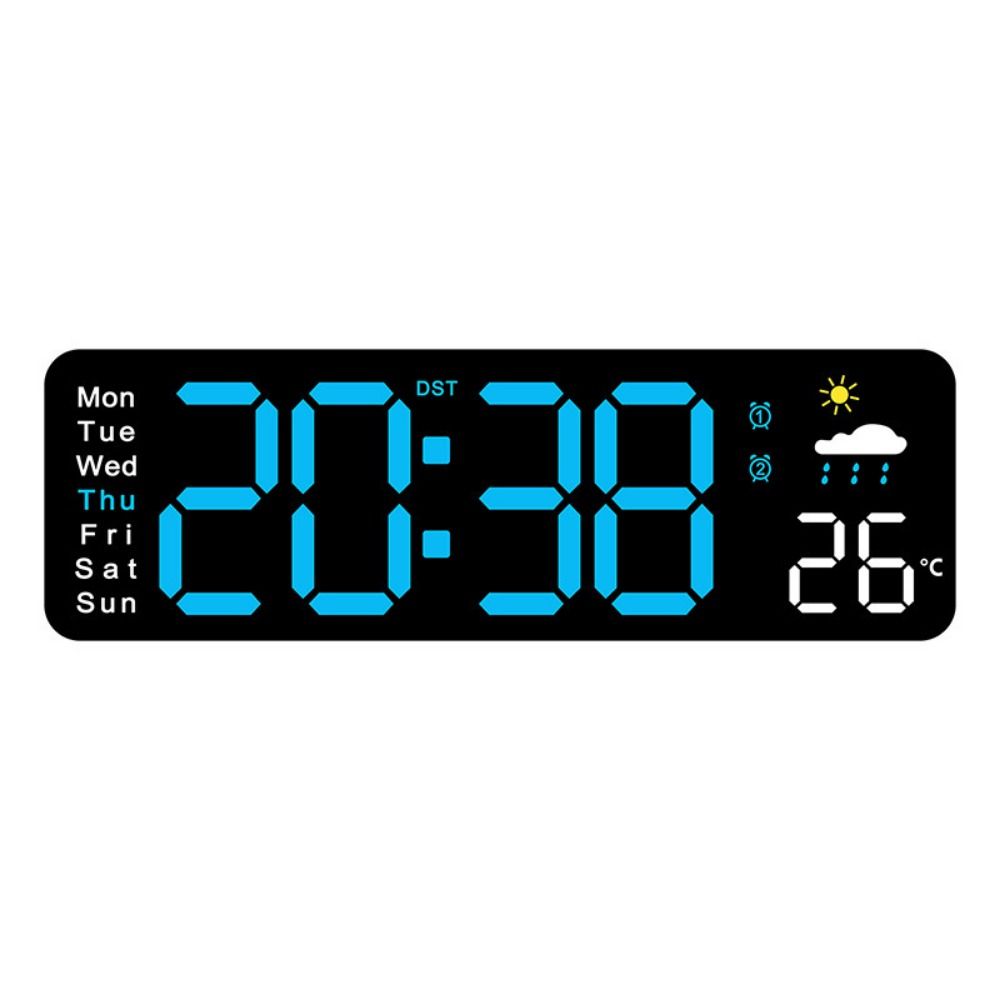 Large Screen Alarm Clock Temperature Humidity  Display LED Clock Digital Wall Clock  Living Room