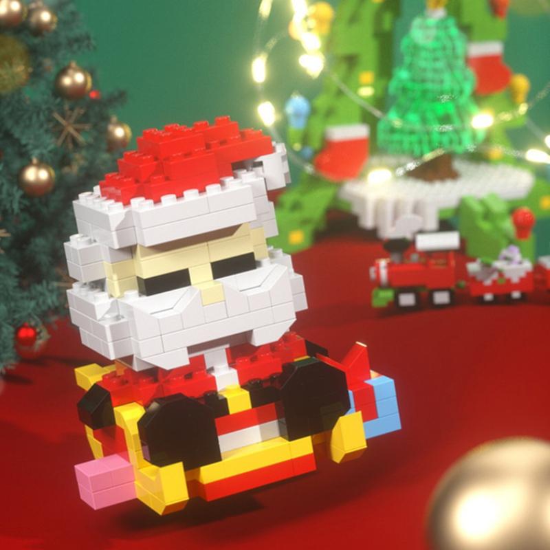 Christmas Gifts Micro Building Block Series Santa Claus Reindeer Puzzle Assembling Bricks Table Decoration Toys Children Kids