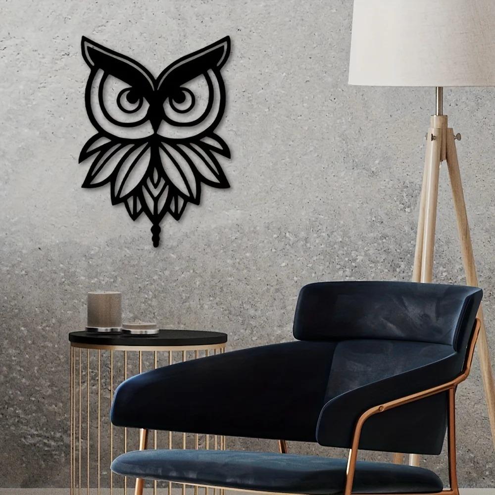 1pc Luxury Owl Wall Decor - Modern Metal Wall Hanging Art for Birthday Parties, Iron Crafts Room Decor & Outdoor Home Decoration