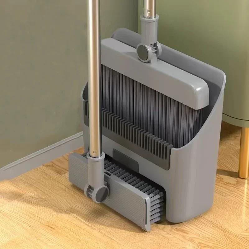 3-in-1 Broom With Dustpan Kit Multi-Surface Clean Dustpan Combo Long Handle Brooms Set Durable Plastic Bathroom Cleaning Tool