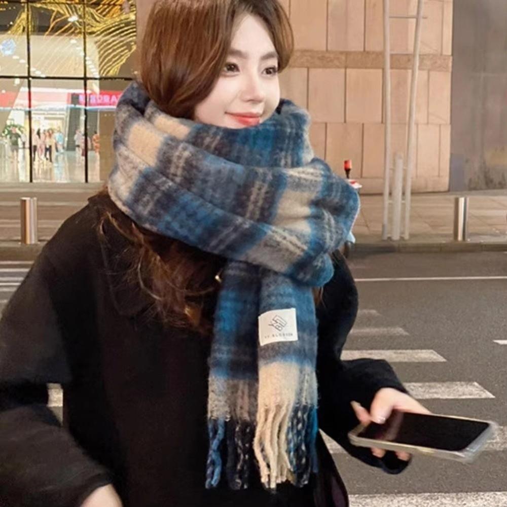 Long Tassel Winter Scarf Thicken Striped Wraps Fashion Large Shawl Women