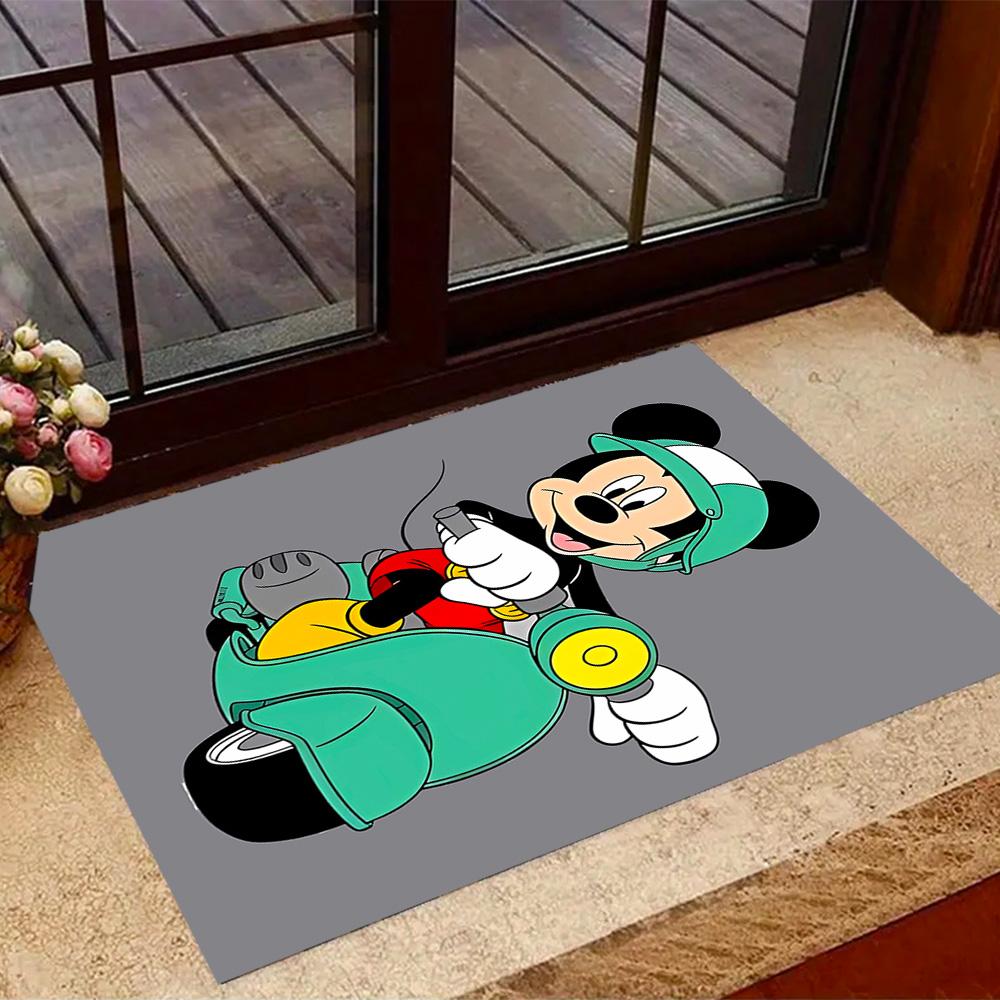 Mickey Mouse Castle Fantasy Disney Cartoon Theme Anti-Slip Rug - Polyester, Home Decor, Suitable for Bedrooms, Living Rooms, Doorways, and Studios