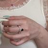 Korean Version of Hazelnut Black Agate Pendant Ring Women's Open Ring Design Index Finger Ring