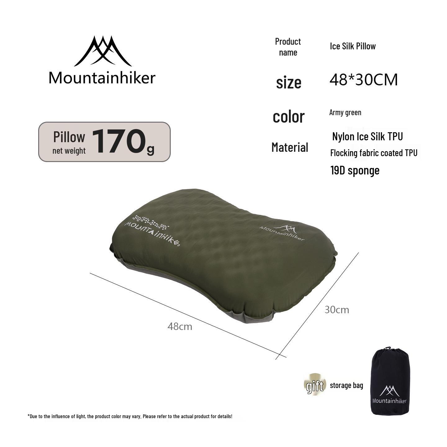 

Inflatable Mountain Guest Ice Silk Travel Pillow: Portable Backrest for Camping, Napping, and Storage