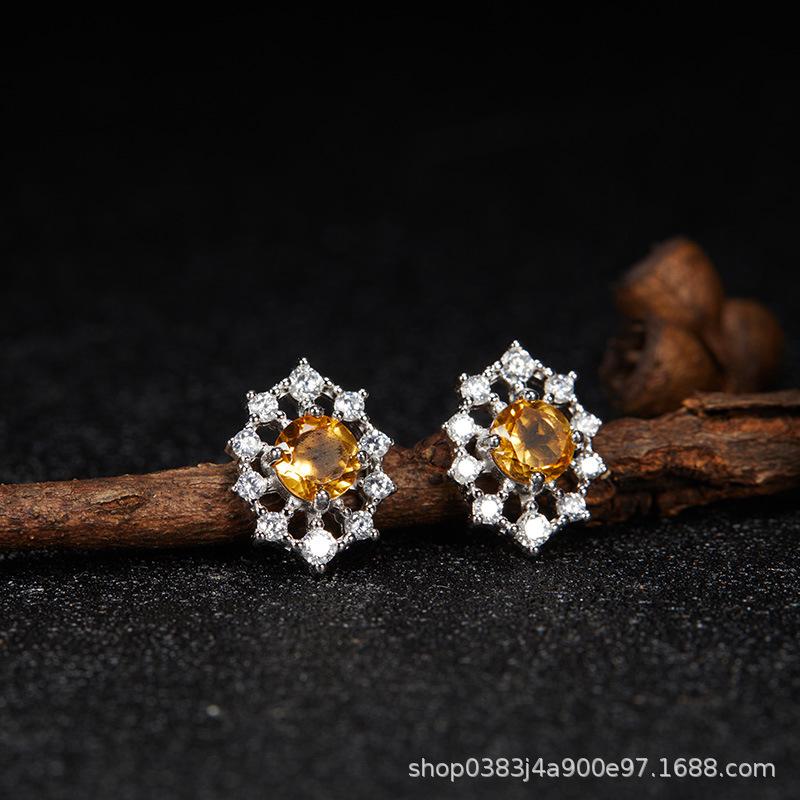 Premium Cooling S925 Sterling Silver Plated 18K Gold Natural Colored Treasure Stud Earrings, Wind Niche Jewelry Does Not Fade