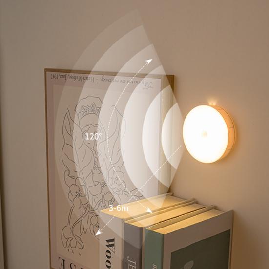 Night Light High Lumens Automatic On/Off Energy-Saving USB Rechargeable LED Motion Sensor Light Bedside Lamp