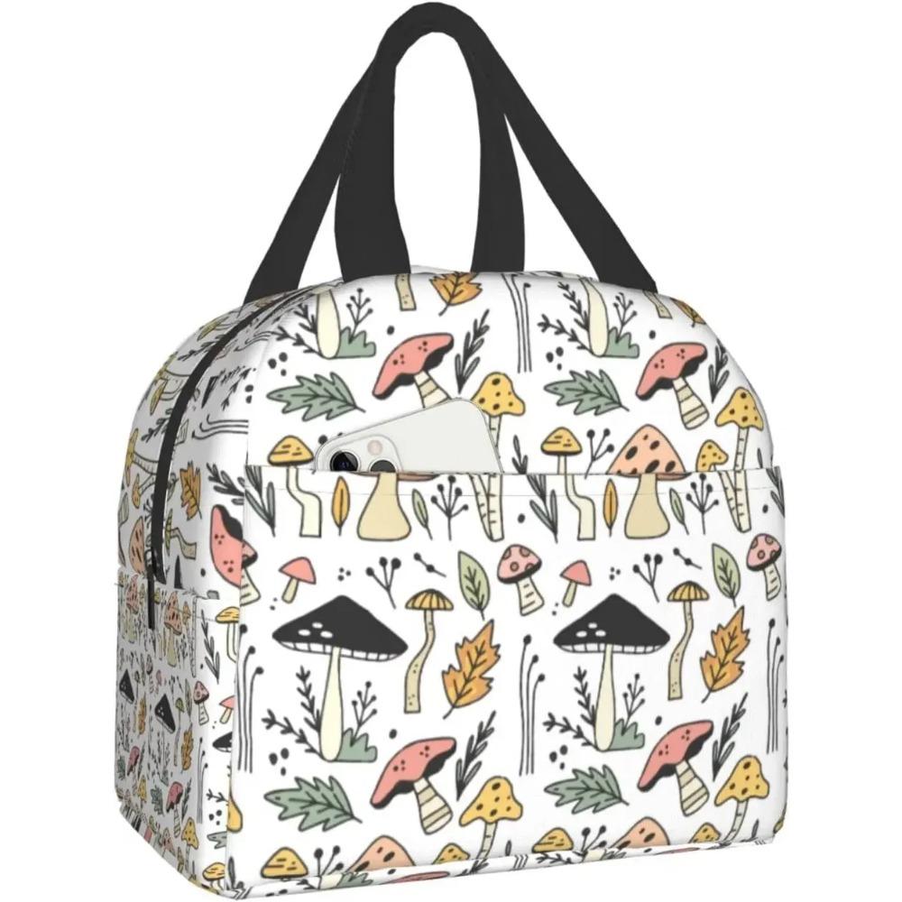 

Симпатичный ланч-бокс с грибами Bento, изолированные ланч-боксы, многоразовая водонепроницаемая сумка для обеда с карманом для офиса, пикника, похода, пляжа 22x20x13CM