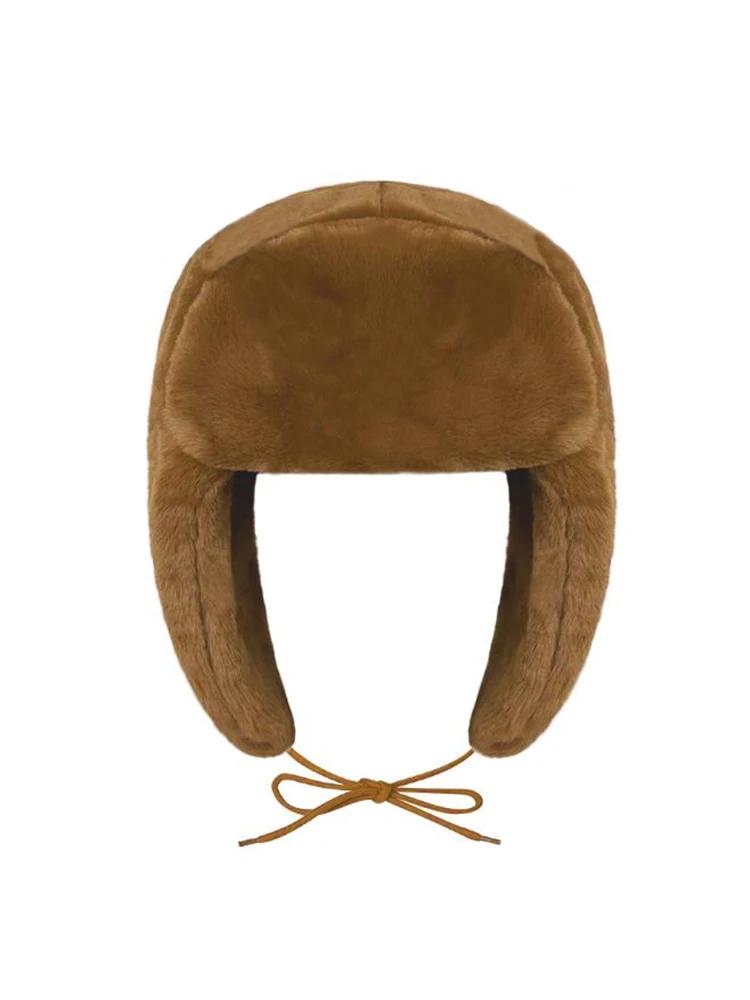

Blue Brown Green Winter Warm Solid Color Lei Feng Hat Ushanka Hat Cute Winter Hat for Boys Girls Kids Cartoon Anime Cap Gorras One Size коричневий