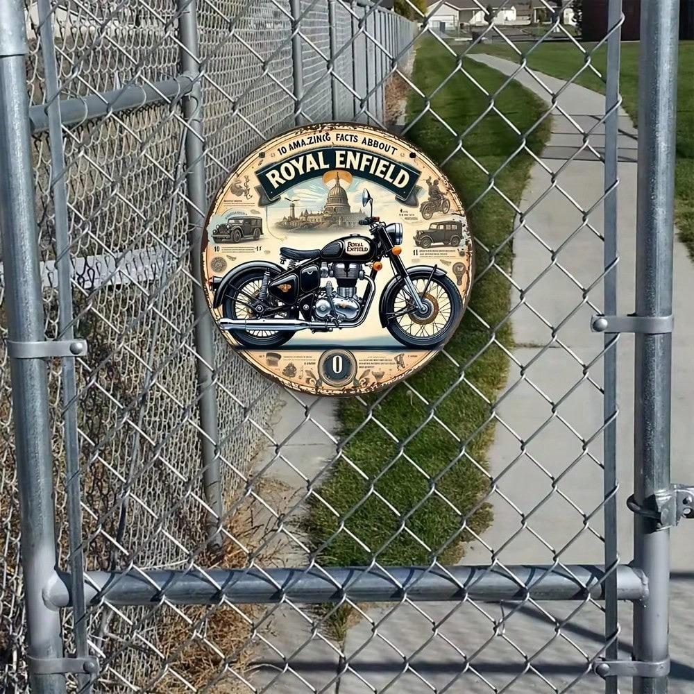 Vintage Metal Sign Round Retro Wall Art Garage Decor