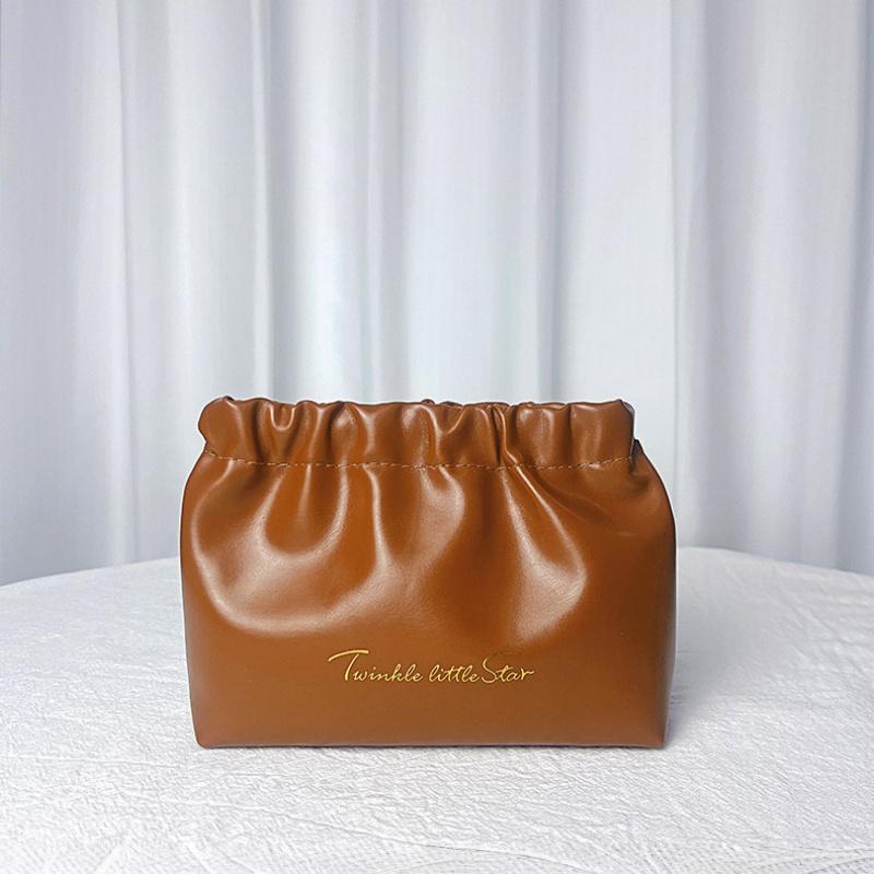 Automatic Closing Mini Storage Bag Travel Portable PU Leather Lipstick Makeup Cable Coins Keys Jewelry Earphone Storage Organizer