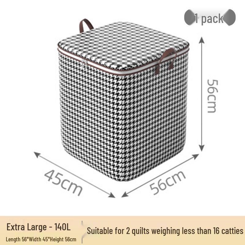 Houndstooth Cotton Quilt Storage Bag - Large Non-Woven Fabric Clothes Organizer