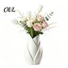 Kreativer Pflanzen-Display-Halter Blattförmige Kunstvase, 3D-gedruckte matte verdrehte florale moderne Skulptur Dekorative Vase für Blumen Blume Wohnzimmer