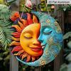 2D Flache Aluminium Wanddekoration zum Thema Sonne und Mond 7,87 Zoll X 7,87 Zoll Perfekt für Gärten, Bauernhäuser, Bars, Cafés, Partys, Haustüren