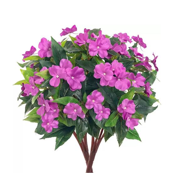 Konstgjorda Balsaminer för Utomhusbruk UV-beständig Blombukett av Faux Siden för Vår Sommar Trädgård Uteplats Veranda Balkong Fönsterkruka Heminredning