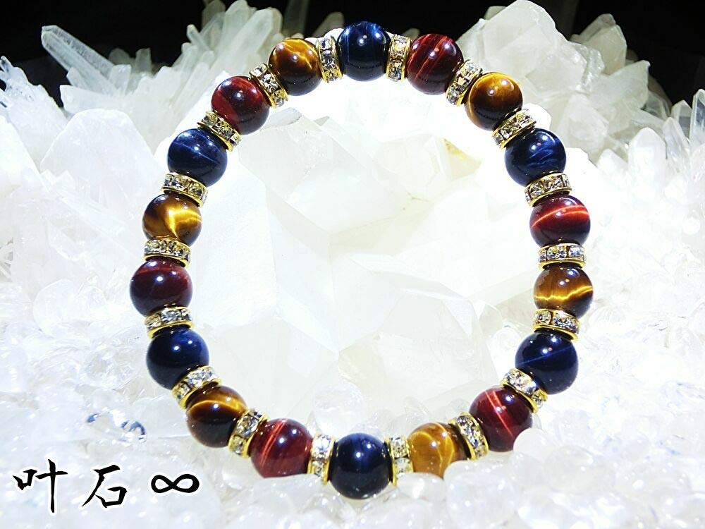Leaf Stone That Brings You Three Types of Success Tiger Blue Tiger Red Tiger Eye Power Stone Bracelet for Men Stone AAA Grade Purifying Medium [Amulet