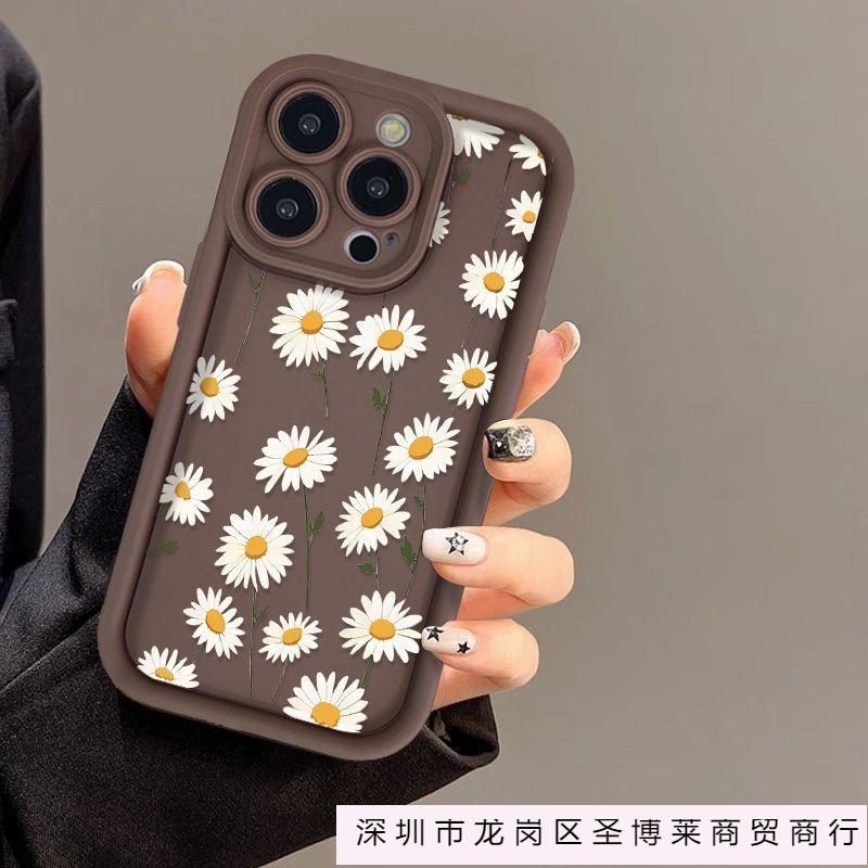 Small Wrinkle Chrysanthemum Is Suitable for iPhone16ProMax Mobile Phone Case 14 Apple 13 All-inclusive 12/15 Advanced 11 Fine Hole After