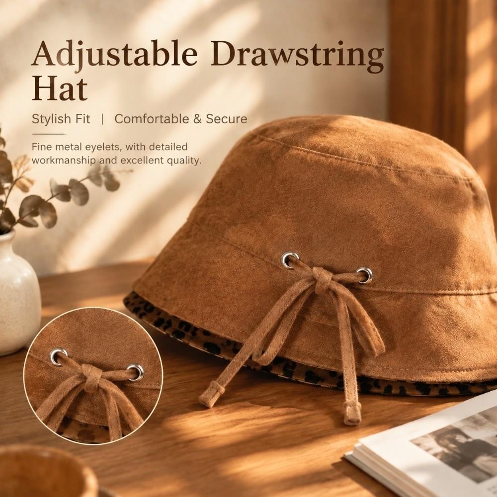 Warm Beanies Hat Leopard Print Fisherman Cap Fashion Bucket Hats for Women