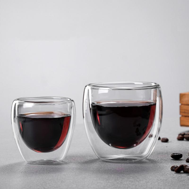 80ML/150ML 2-18KS Dvoustěnná skleněná skleněná kung-fu šálek na čaj Průhledný hrnek na kávu Mléko na vodu Nádobí na čaj s vysokým obsahem borosilikátového skla