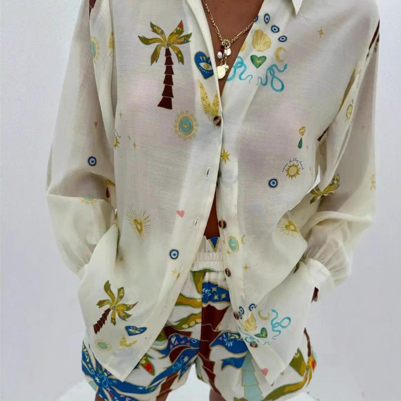 2025 Cross-Border Casual Fashion Linen Shirt and Shorts Set