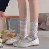 5 Pairs of Women's Summer Thin Breathable Cotton Lace Bow In The Tube Pile Socks