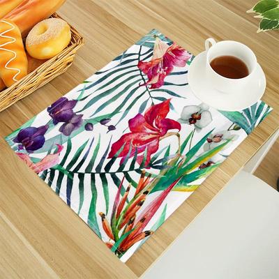Orkidéblommor Tryck Linne Matsedlar Alfabet Kök Placemat 30X40cm Underlägg Kuddar Skål Kopp Matta