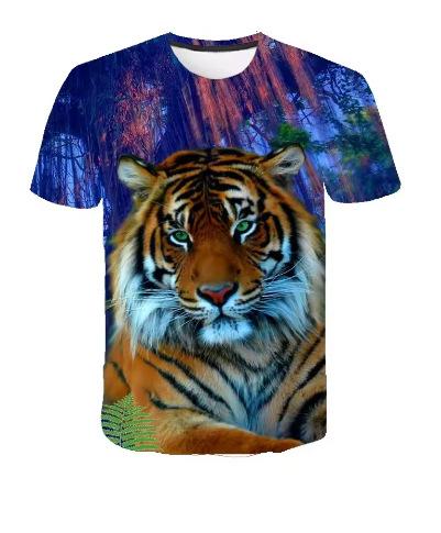 Summer Tiger 3D Printed T-Shirt Street Clothing Animal Men Fashion Oversized Sleeves T-Shirt O-Neck T-Shirt T-Shirt