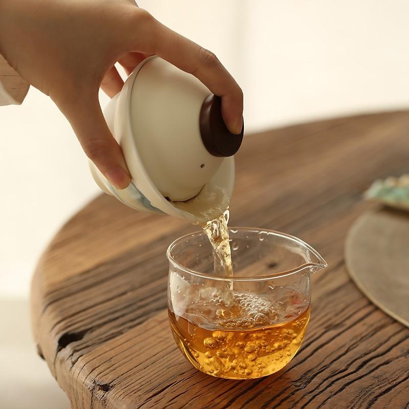 Tea Set Cover Bowl Quick Cup with Tea Pot Tea Sea Gong Cup Travel Tea Set Outdoor Portable