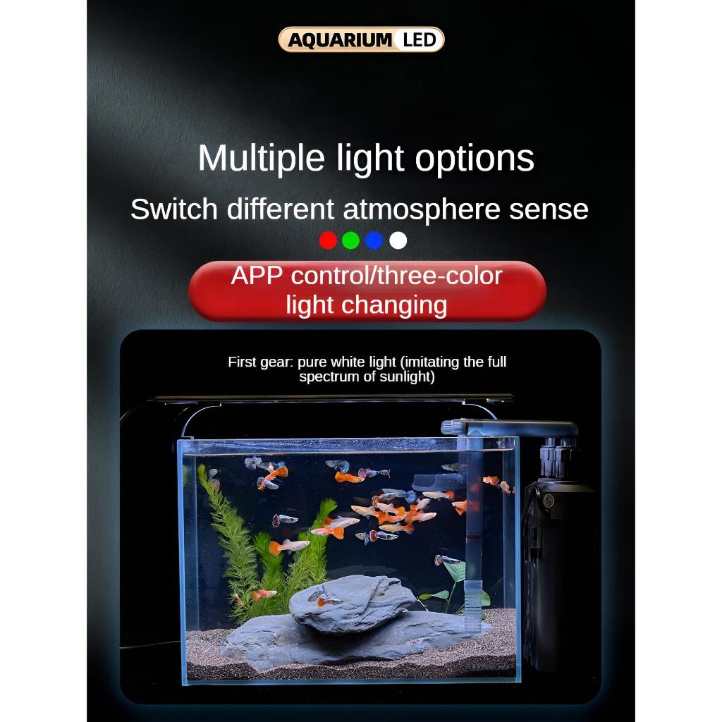 4mm Smart APP Control LED Aquarium Light Waterproof Strobe-Free Ornamental Fish Lamp Slim RGB Dimming Fish Tank Accessories