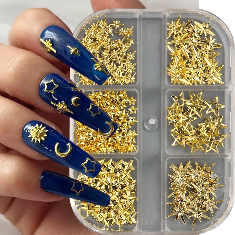 Nail Art Jewelry, Mystery Series Cross Star Moon 6-Grid Mixed Box Nail Jewelry