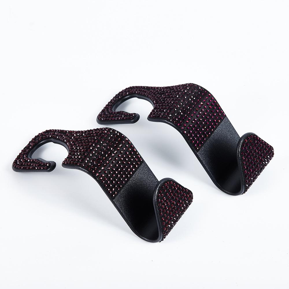 

Крючки для автомобиля с синтетическими бриллиантами из 2 частей, Скрытые крючки для хранения в автомобиле, Креативные крючки и вешалки на сиденье автомобиля, Женские автомобильные аксессуары Purple diamonds: 2