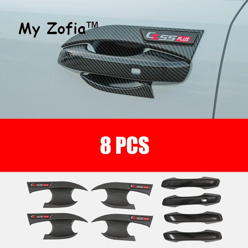 For Changan CS55 PLUS 2023 2024 2025 Car Carbon Fiber Car Door Handle Bowl Cover Trim Protect Exterior Decoration Accessories