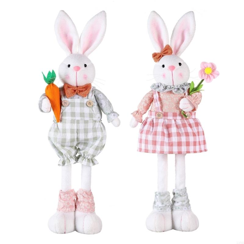 Spring Countrysides Rabbit Decoration Adjustable Long Legged Easter Rabbit House Accessories Office Desk Decoration