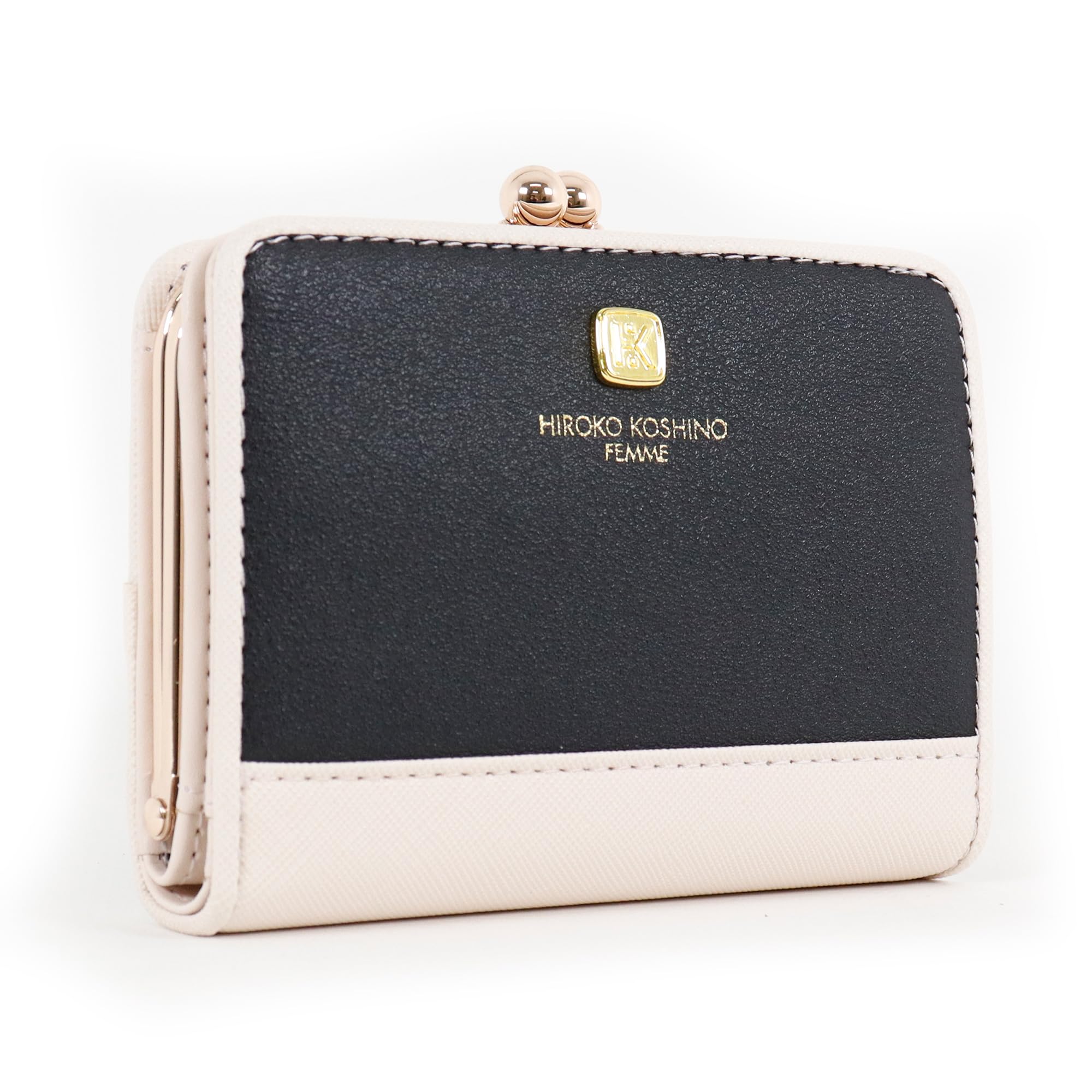 

Hiroko Koshino Femme Bifold Wallet with Clasp Large Popular Brand Women s Closure, Two-Tone Design, Capacity, (Black) чорний