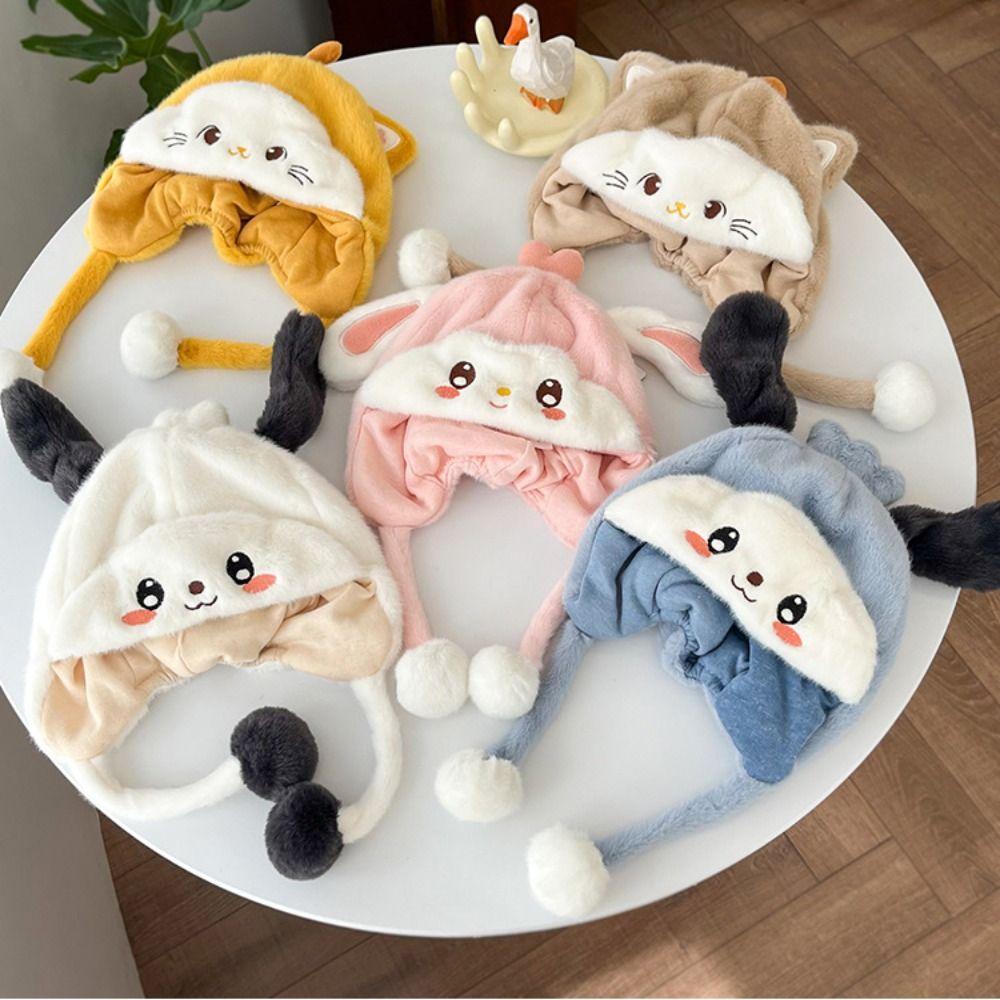 

Solid Color Cartoon Plush Hat Woolen Kids Crochet Hat Korean Style Baby Beanie Cap Toddler синий