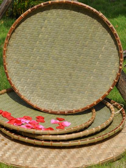 Large Handmade Bamboo Winnowing Basket - Round Woven Tray/Sieve for Drying or Decoration