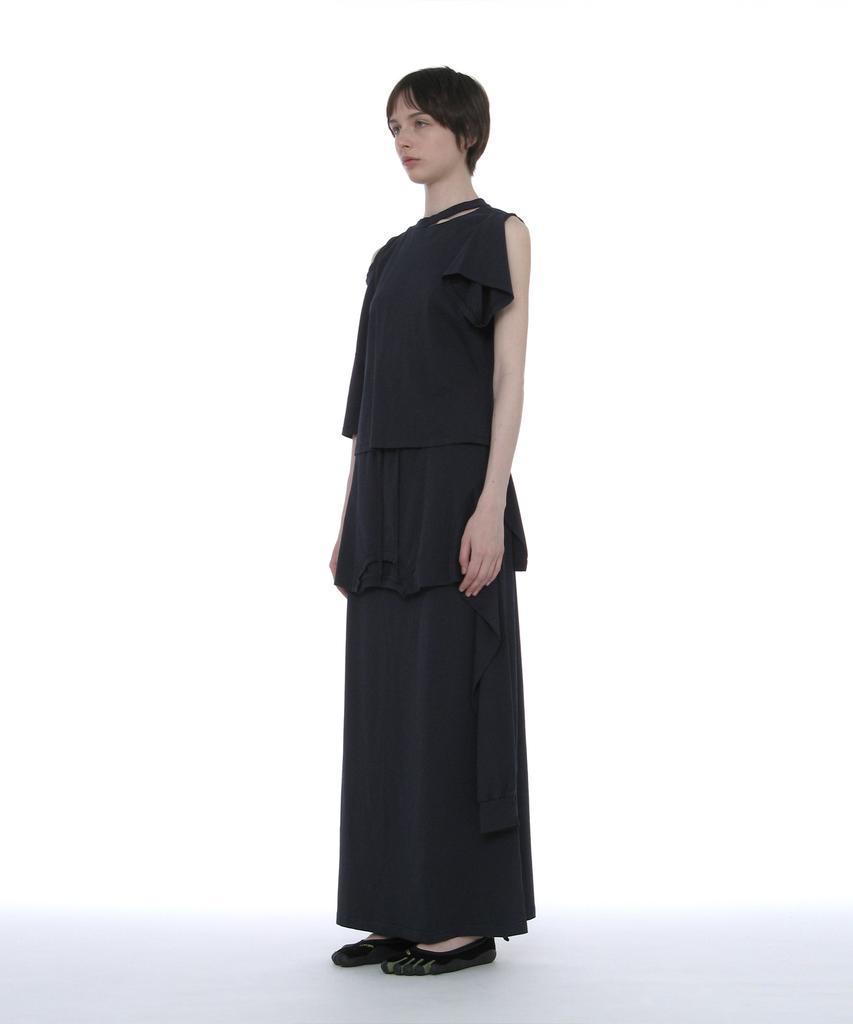 Partimento Woman Deconstructed Tee Maxi Skirt_Navy