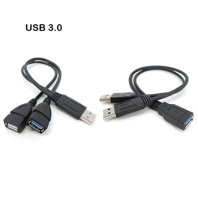 USB 3.0 2.0 Male Female To Dual USB 3.0 2way Male Female Jack Splitter 2 Port USB Hub Data Cable Extend Cord For Laptop Computer