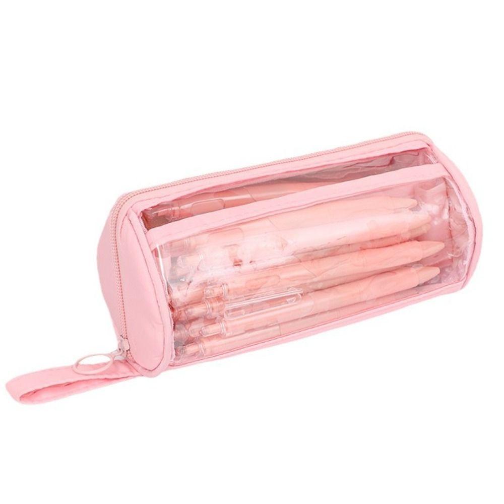 Standing Large Capacity Pencil Bag PVC Zipper Pencil Case Transparent Pencil Case  Student Learning