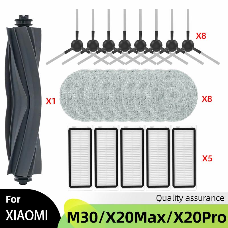 Fit For Xiaomi Mijia M30 D102 / Xiaomi X20 Max D109GL / Xiaomi X20 Pro D102GL Parts Main Side Brush Filter Mop Cloth Dust Bag