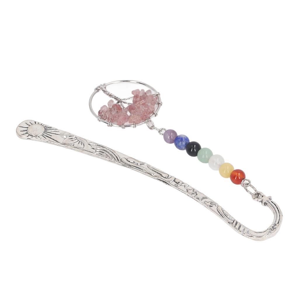 Segnalibro Albero di Pietra Decorativo Squisito Curativo 7 Chakra Segnalibro in Metallo per Insegnanti Studenti Donne