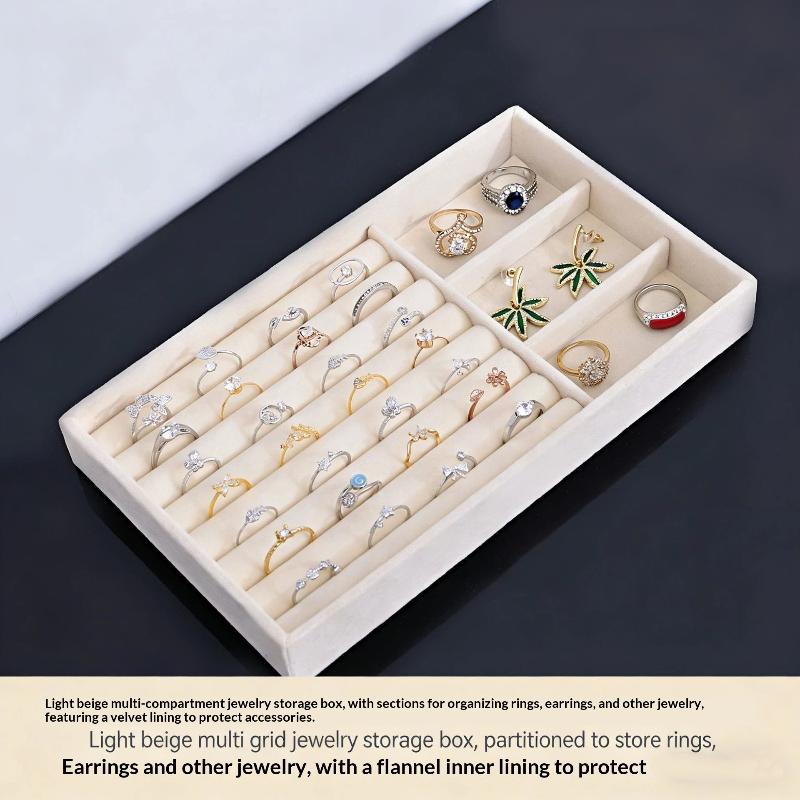 Flocking Jewelry Storage Box & Tray Set Space Saving 4/6/8Pcs for Organizing Rings Earrings Necklaces Vanity Drawer Use