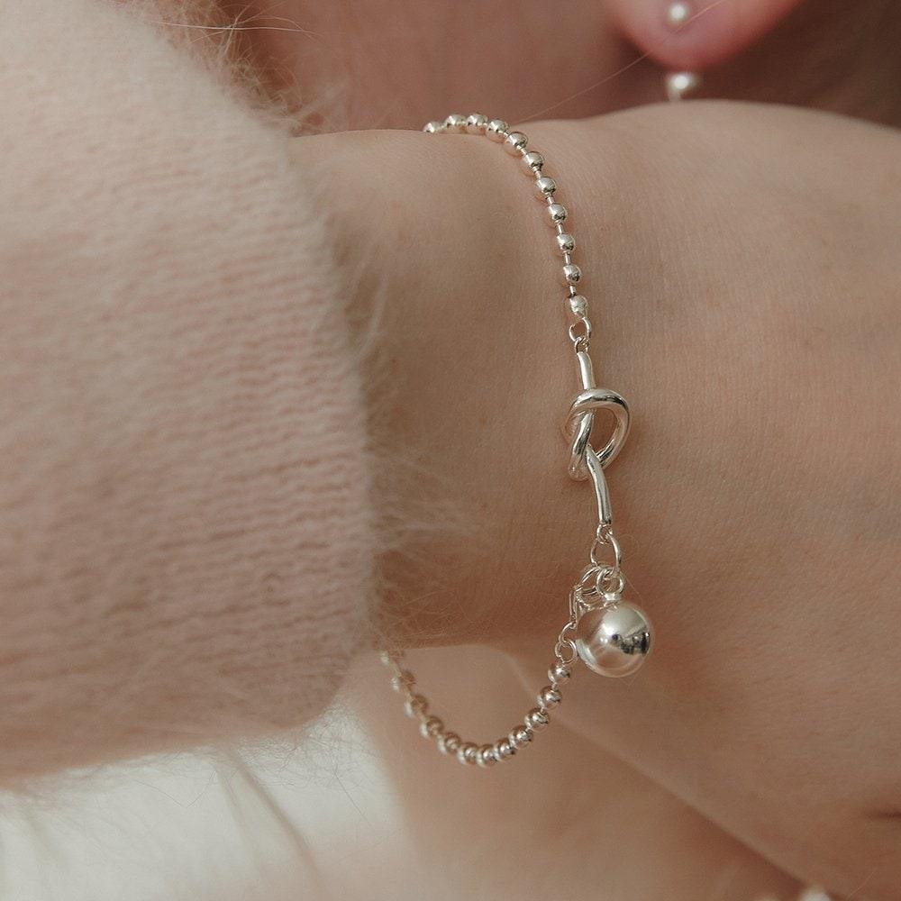 

(Silver 925) Knotted Ball Chain Bracelet Br1793 Gold Plated