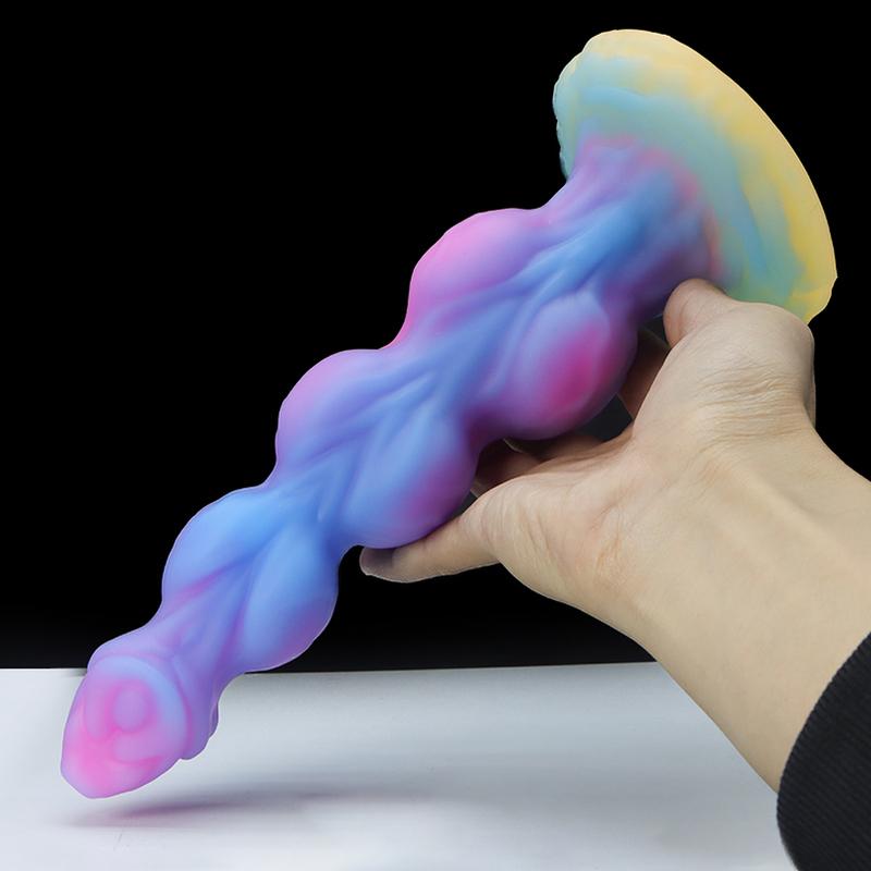 Huge Anal Dildos Realistic Dog Dick Luminous Animal Penis 3 Balls Anal Plug Silicone Butt Plug for Women Vaginal Masturbation