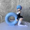 Re Zero Rem Anime Figur Kniende Pose Blauer Schwimmring Schönheitsmädchen Statue Schreibtischdekor Sammlermodell Schmuckstück Für Anime-Fans
