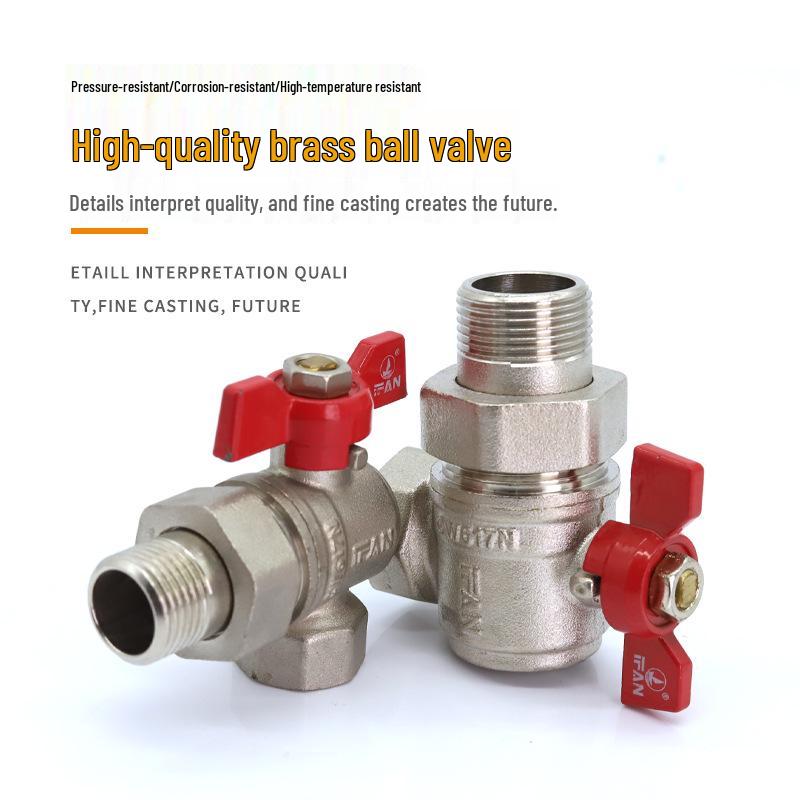 Copper Ball Valve DN15 - Internal/External Thread, 4/6 Inch Floor Heating Manifold, Union Brass Valve