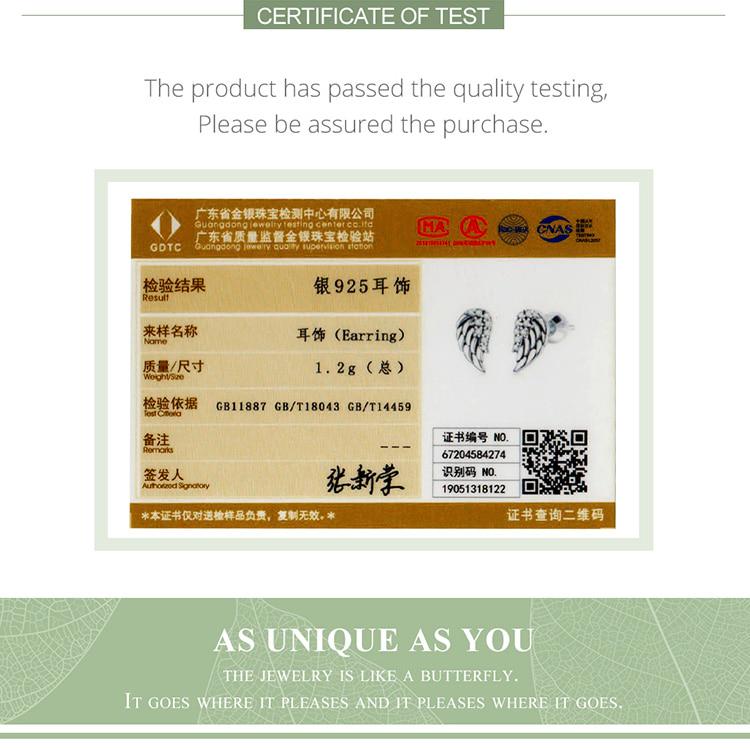 BAMOER Cercei tip cu aripi de epocă orbitori din argint 925 pentru femei Bijuterii fine