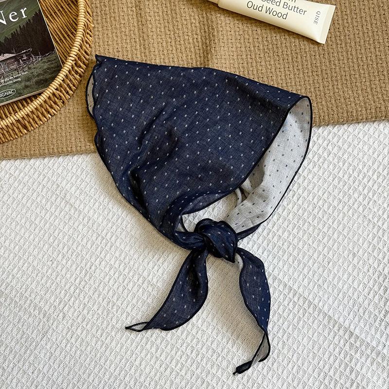 Triangle scarf waist multi-functional polka dot silk scarf literary neck scarf scarf double-sided headscarf headband