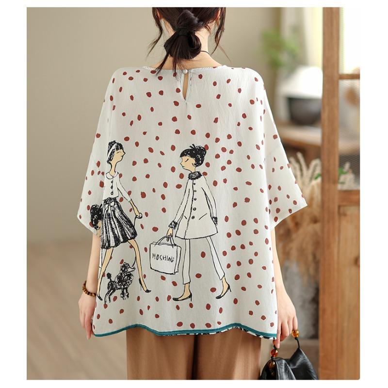 DIMANAF 2026 Plus Size New T-Shirt Tees Women Print Loose Casual Casual Lady Tops Shirts Oversize Summer