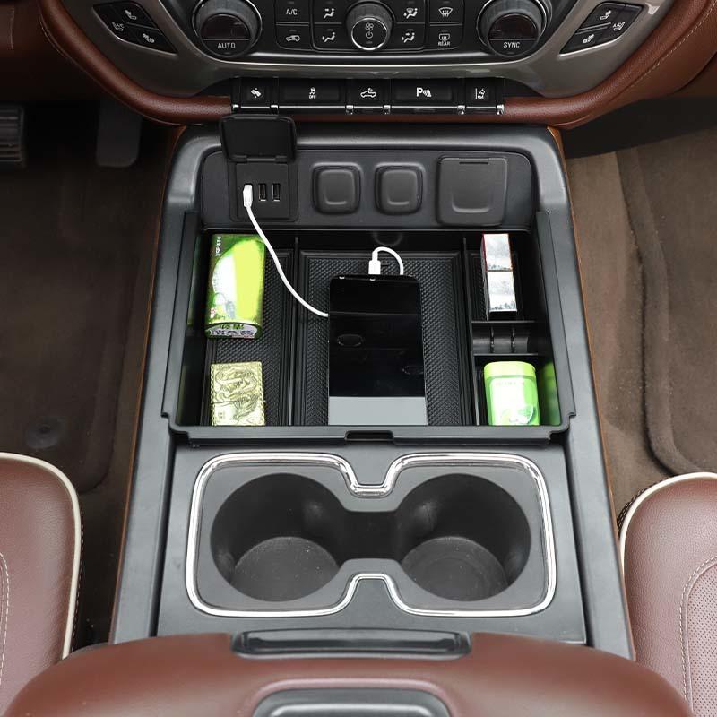 Front Center Console Cup Holder Storage Box Organizer Container For Chevy Silverado /GMC/SIERRA 2014-2018 Stowing Tidying Accessories